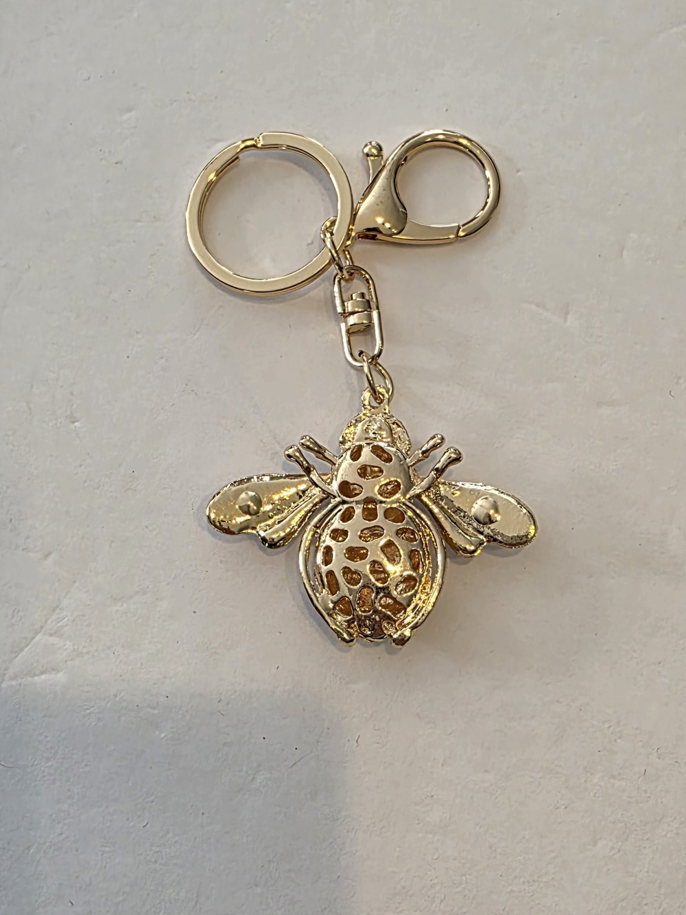 Rhinestone Bumble Bee Keychain Yellow Black Gold Bag Purse Charm Bling Boho Y2K - Picture 4 of 6